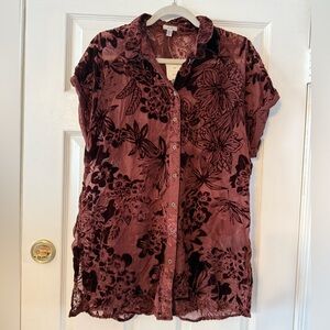 Ecote Brown Floral Button-Down Shirt
